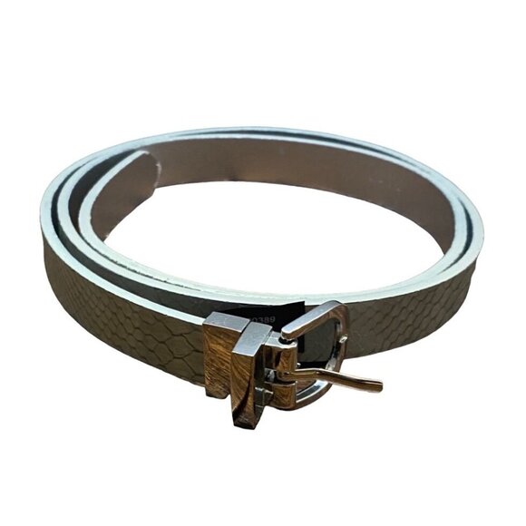 EXPRESS Gray Silver Faux Snakeskin Belt Silver Buckle Women Large Waist 37"-41" - Picture 1 of 7